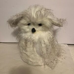 WHITE FEATHERED SNOWY OWL CHRISTMAS TREE TOPPER‎ EXCELLENT CONDITION